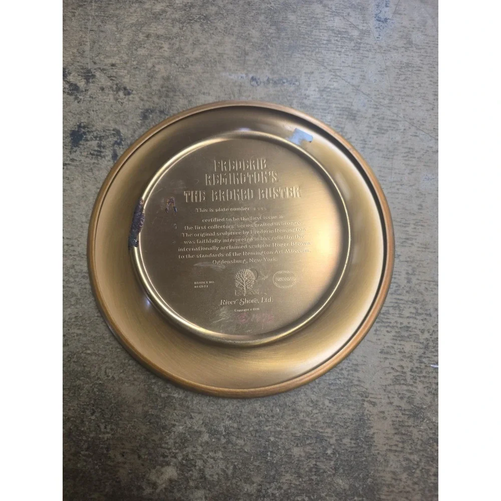 FREDERIC REMINGTON'S BRONZE COLLECTORS PLATE THE BRONCO BUSTER